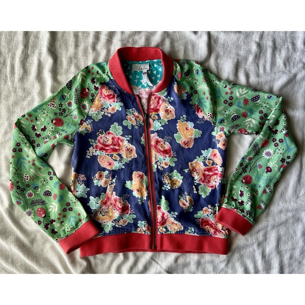 Matilda Jane 435 Girls Floral Bomber Jacket Zip Front Size 12 100% Lyocell Soft